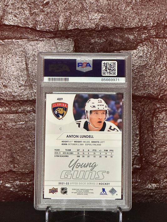 2021 UD, ANTON LUNDEL, YOUNG GUNS, #489, PSA 9 MINT