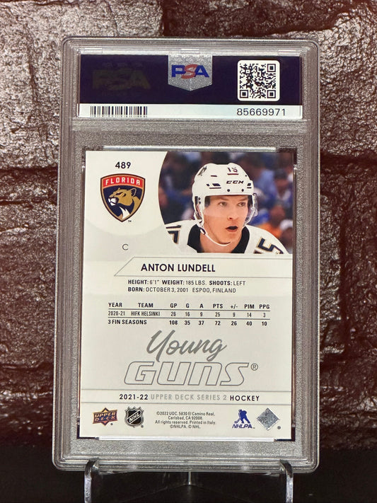 2021 UD, ANTON LUNDEL, YOUNG GUNS, #489, PSA 9 MINT