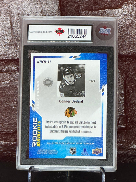 2023-24 U.D. CONNOR BEDARD, NATL. CARD DAY, #31, ROOKIE CARD, KSA 9.5 NGM