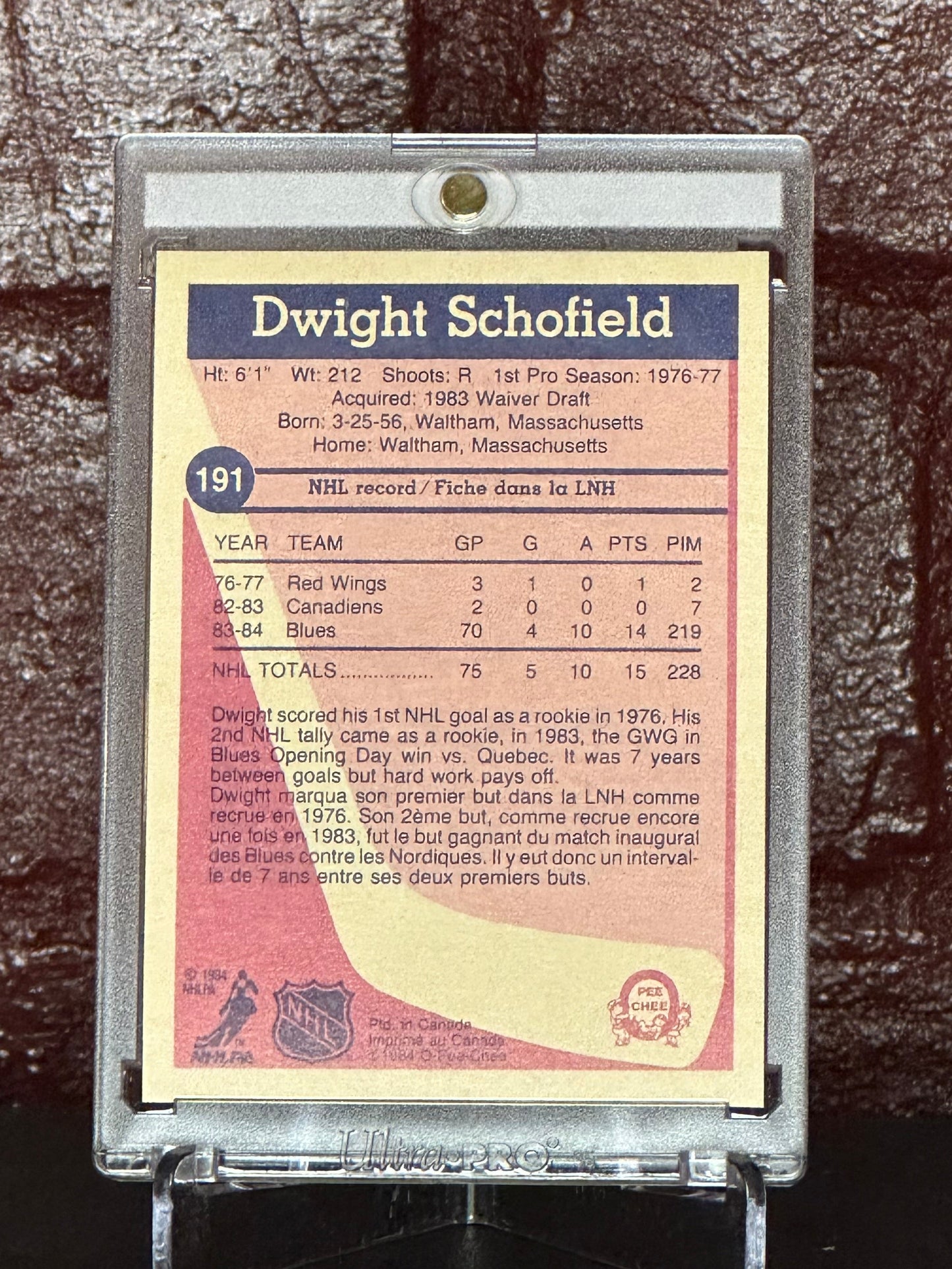 1984-85 OPC, DWIGHT SCHOFIELD ROOKIE, #191 , PRISTINE 10