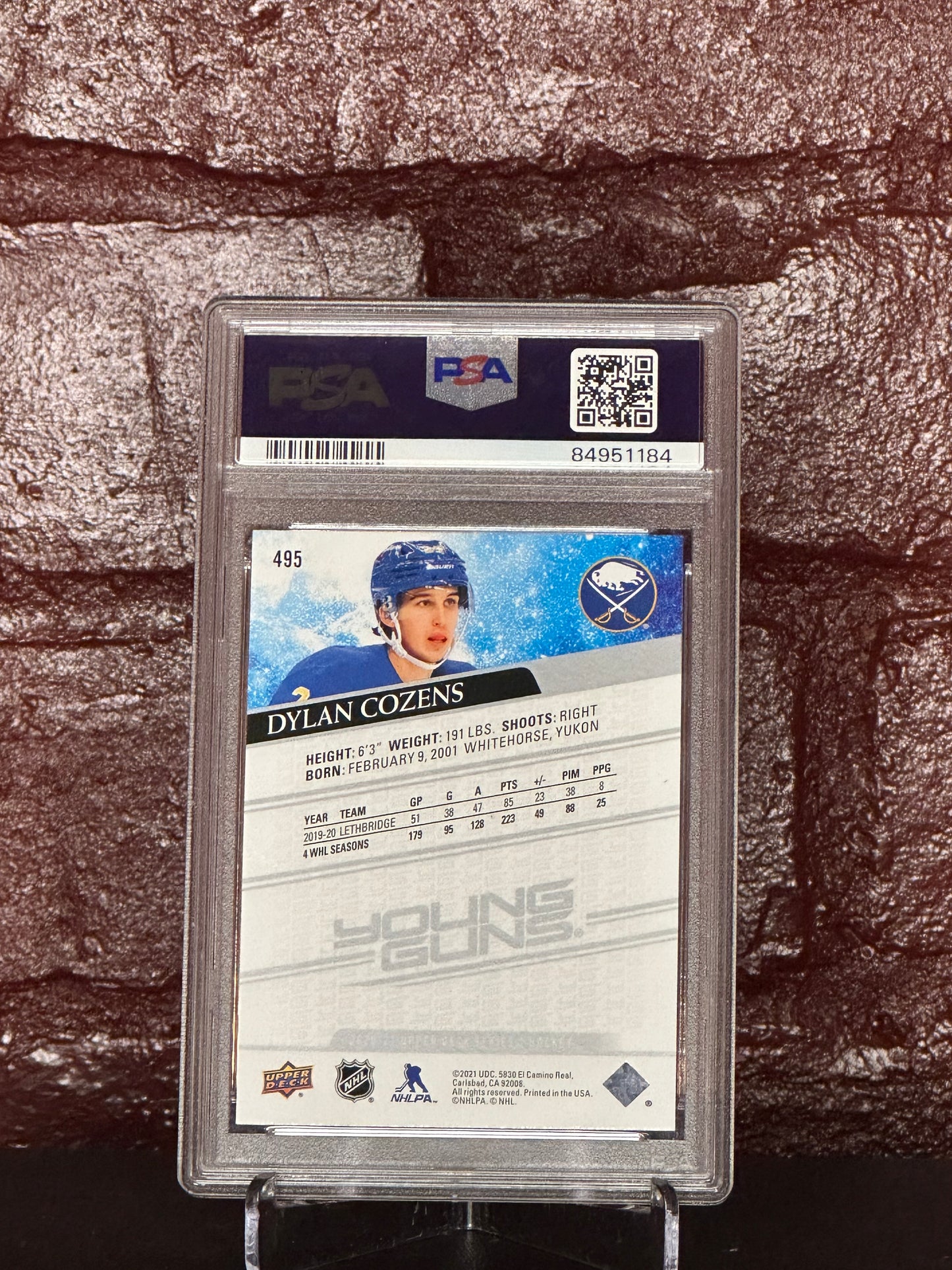 2020 UD, DYLAN COZENS, YOUNG GUNS, #495, PSA 9 MINT