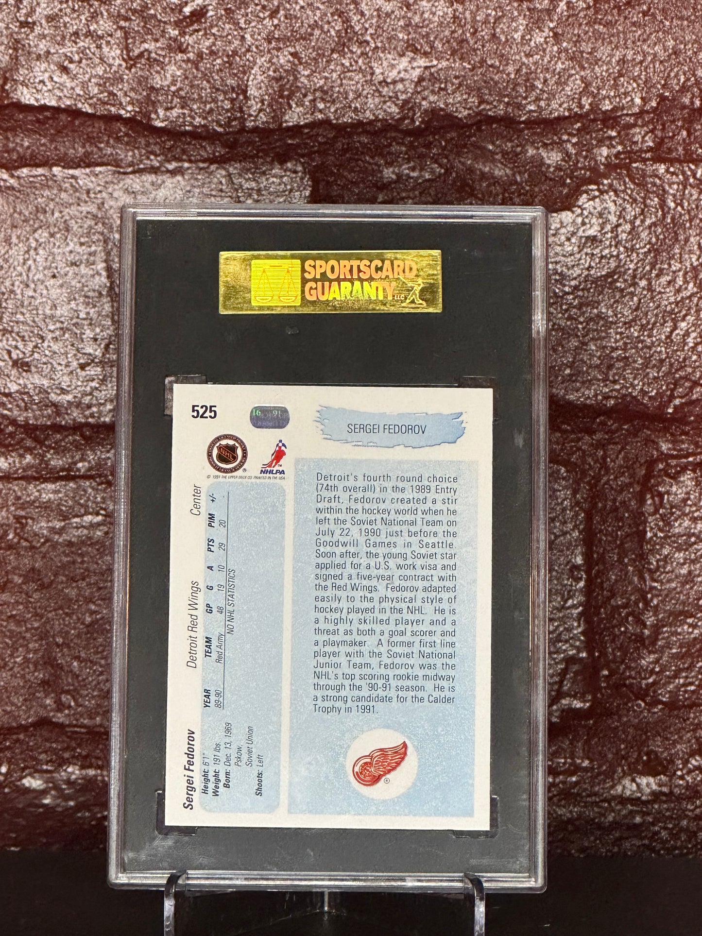1990-91 UPPER DECK, SERGEI FEDEROV ROOKIE, #525, SGC 96 MINT 9