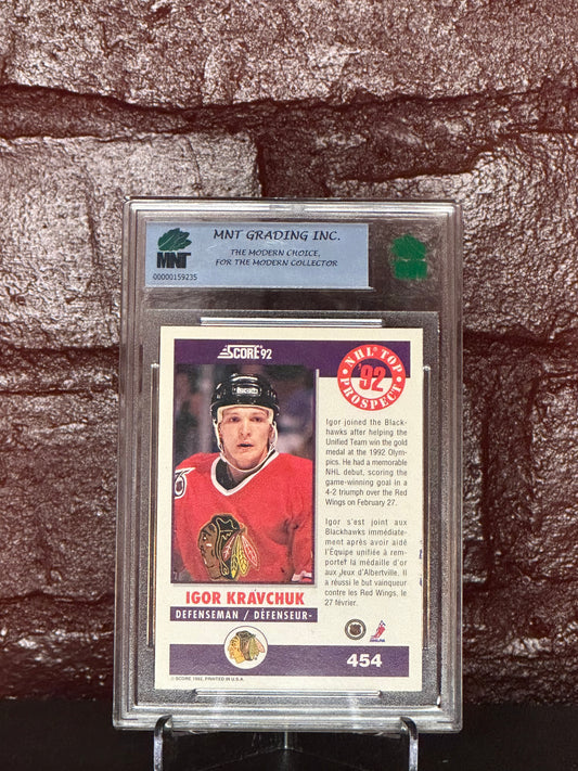 1992-93 SCORE, IGOR KRAVCHUCK TOP PROSPECT, AUTO, #454, MNT 8.5