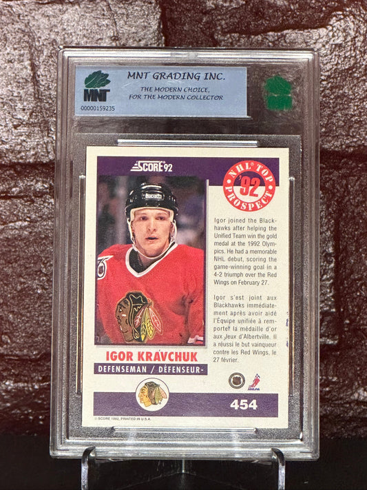 1992-93 SCORE, IGOR KRAVCHUCK TOP PROSPECT, AUTO, #454, MNT 8.5