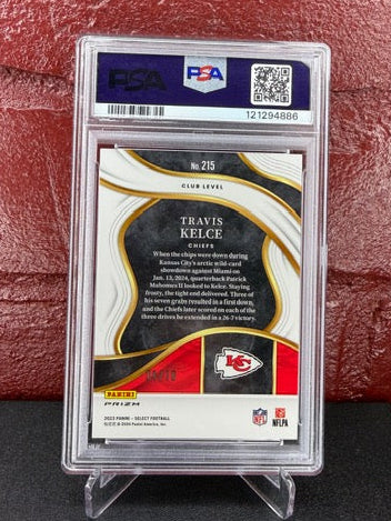 Travis Kelce 2023 Select Gold Disco Prizm 4/10 #215, PSA 10 GEM MT
