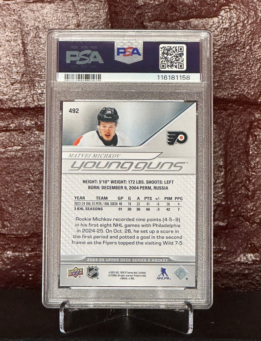 Matvei Michkov 2024 UD Young Gungs #492, PSA 9 MINT