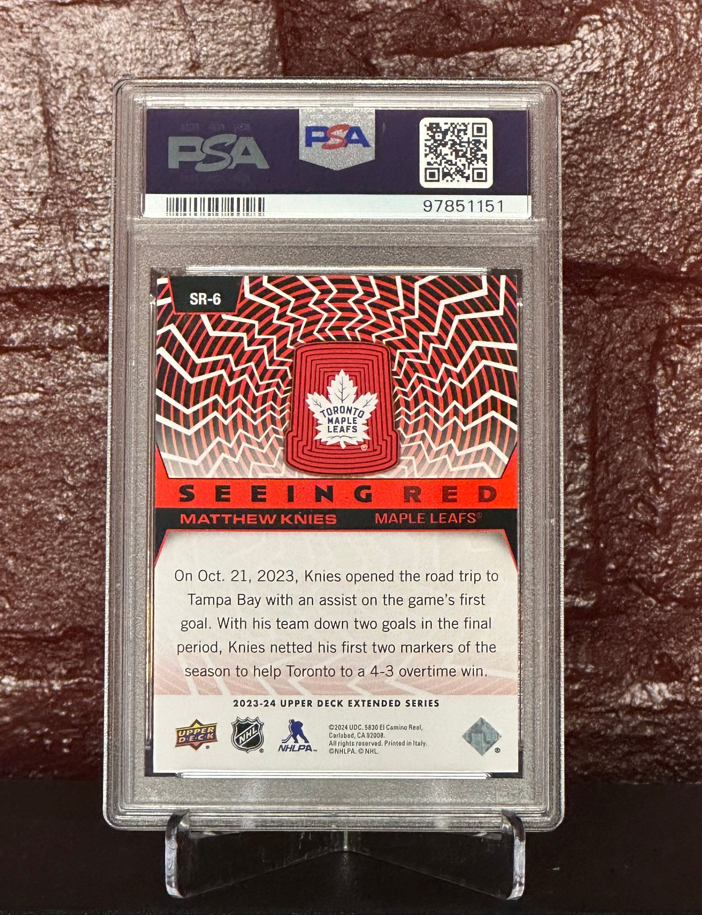 Matthew Knies 2023 UD Seeing Red-Silver Spectrum #SR6, PSA 10 GEM MT