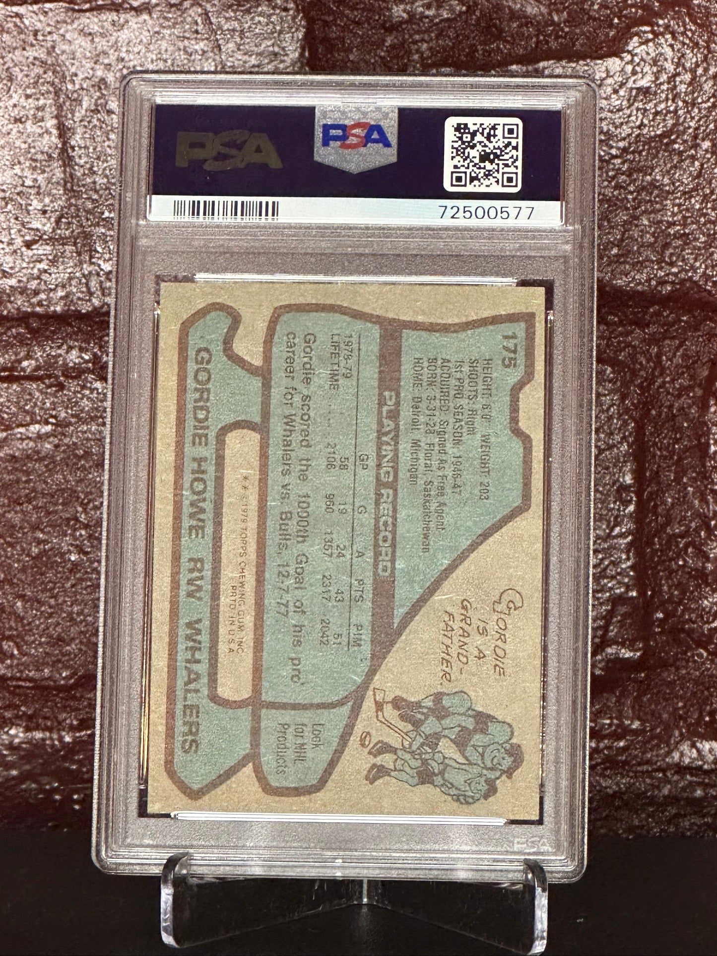 Gordie Howe 1979 Topps #175, PSA 6 EX-MT