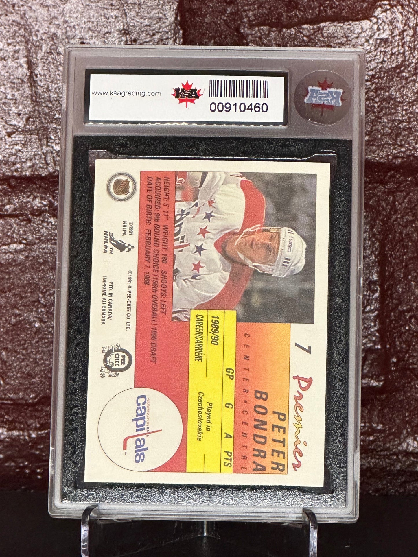 Peter Bondra 1990-91 OPC Premier #7 Rookie Card, KSA 7.5 NM+