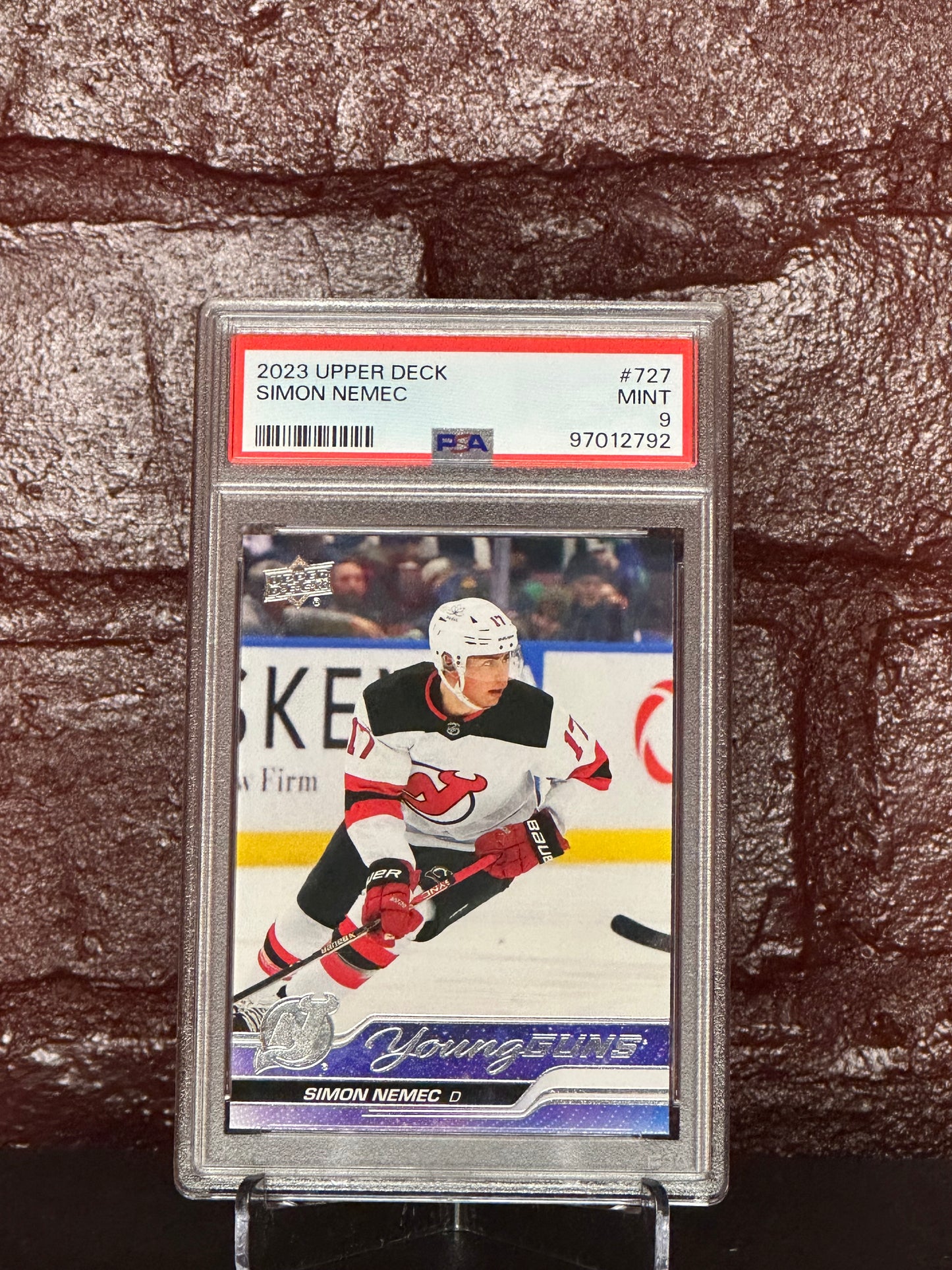 2023 UD, SIMON NEMEC, YOUNG GUNS, #727, PSA 9 MINT
