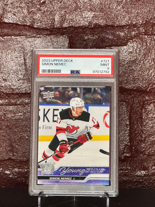 2023 UD, SIMON NEMEC, YOUNG GUNS, #727, PSA 9 MINT