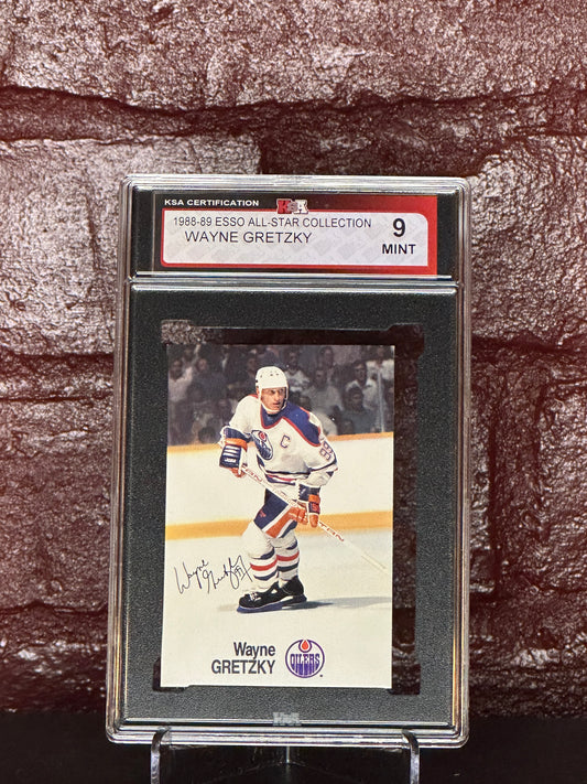 1988-89 WAYNE GRETZKY, ESSO ALL-STAR COLLECTION, AUTO, KSA 9 MINT