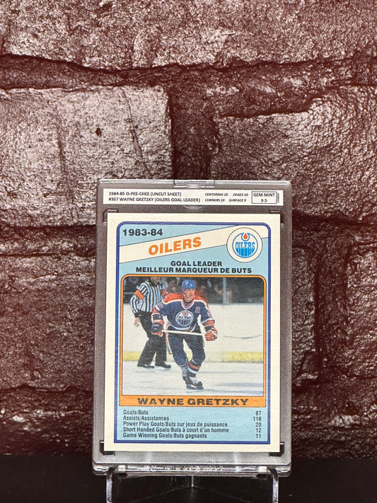 1984-85 OPC, WAYNE GRETZKY ASSIST LEADER, #382, GEM MINT 9.5