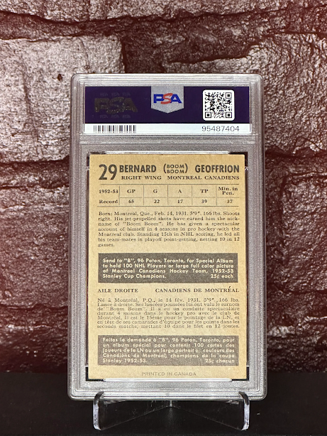 1953 PARKHURST, BOOM BOOM GEOFFRION, #29, PSA 5