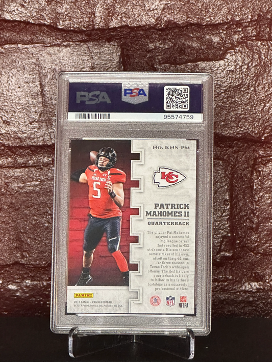 2017 PANINI, PATRICK MAHOMES ll, KNIGHT SCHOOL #PM, PSA 10 GEM MINT