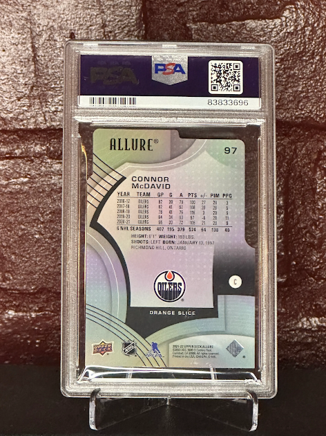2021 U.D ALLURE, CONNOR McDAVID, ORANGE ALICE, #97, PSA 10 GEM MINT