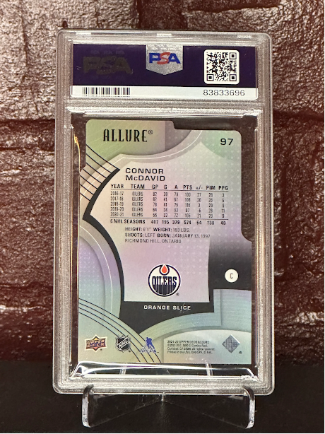 2021 U.D ALLURE, CONNOR McDAVID, ORANGE ALICE, #97, PSA 10 GEM MINT