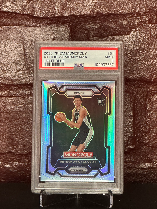 2023 PRIZM MONOPOLY, VICTOR WEMBAMY AMA, LIGHT BLUE, #81, PSA 9 MINT
