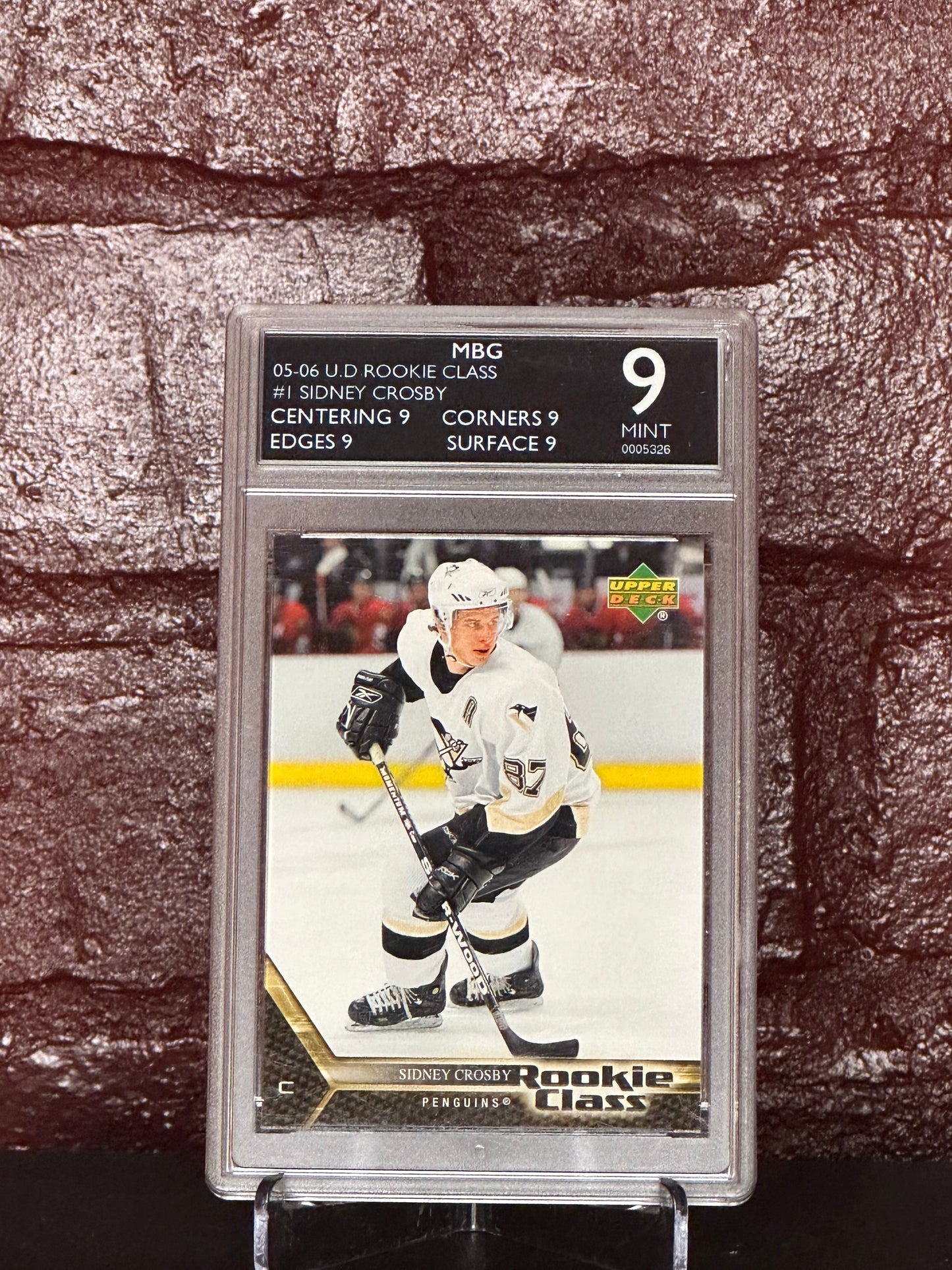 2005-06 U.D SIDNEY CROSBY, ROOKIE CLASS, #1 MGB 9 MINT