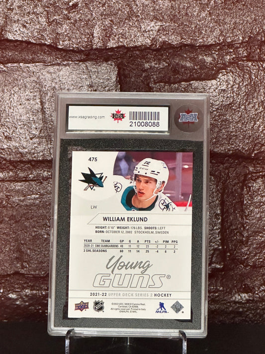 2021-22 UPPER DECK, WILLIAM EKLUND, YOUNG GUNS, #475, KSA 8.5 NMM