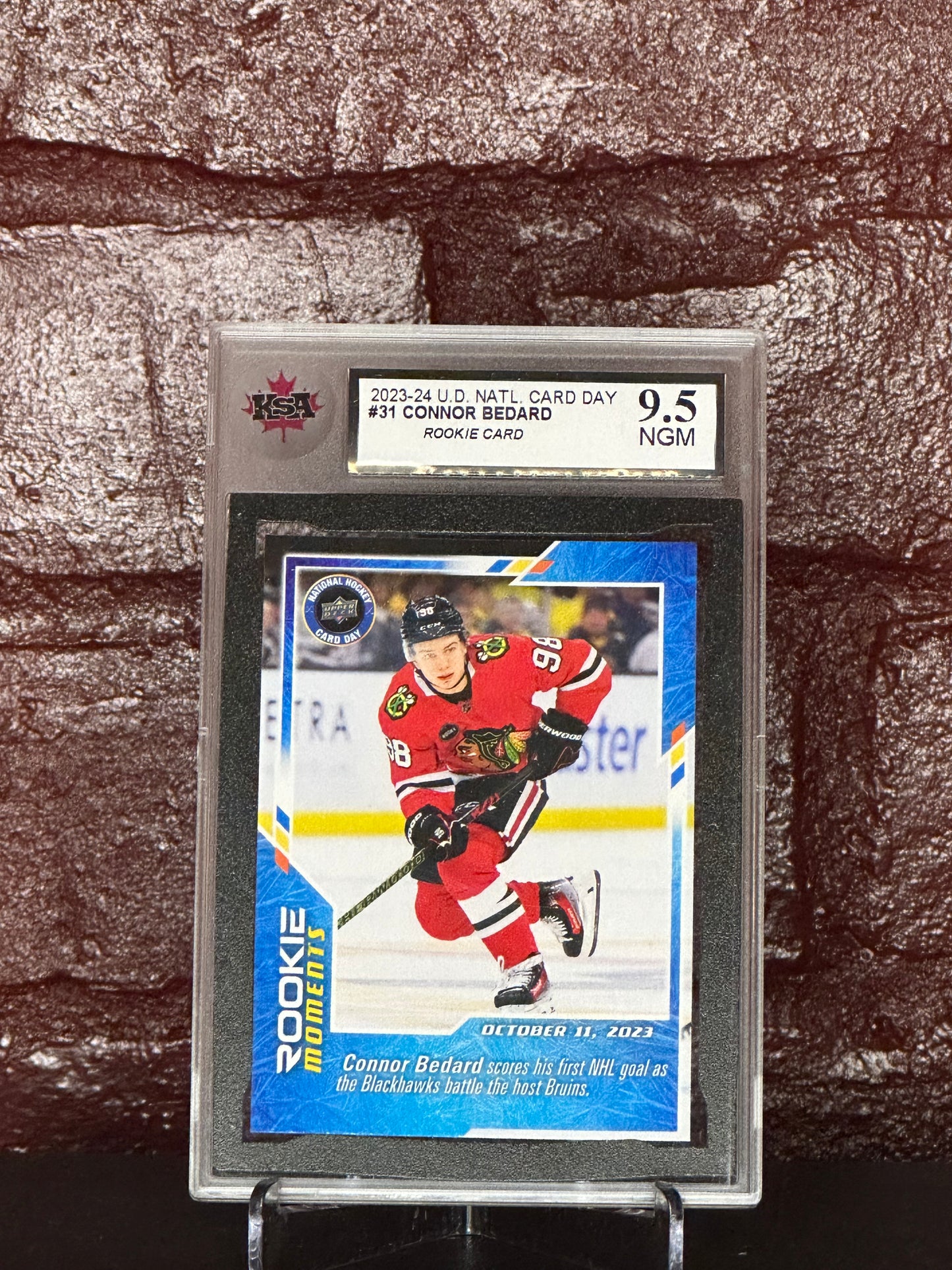2023-24 U.D. CONNOR BEDARD, NATL. CARD DAY, #31, ROOKIE CARD, KSA 9.5 NGM
