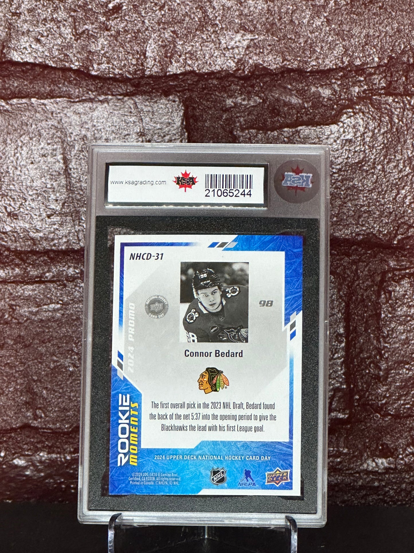 2023-24 U.D. CONNOR BEDARD, NATL. CARD DAY, #31, ROOKIE CARD, KSA 9.5 NGM