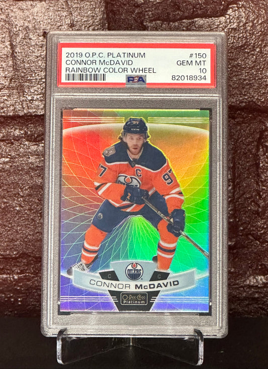CONNOR McDAVID 2019 OPC PLATINUM RAINBOW COLOR WHEEL #150, PSA 10 GEM MT