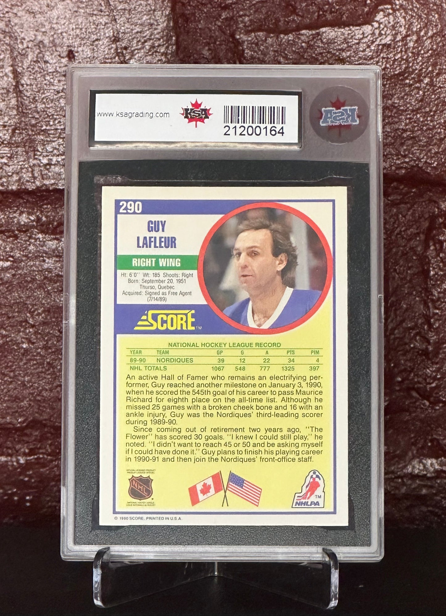 GUY LAFLEUR 1990-91 #290, KSA 10 GEM MINT