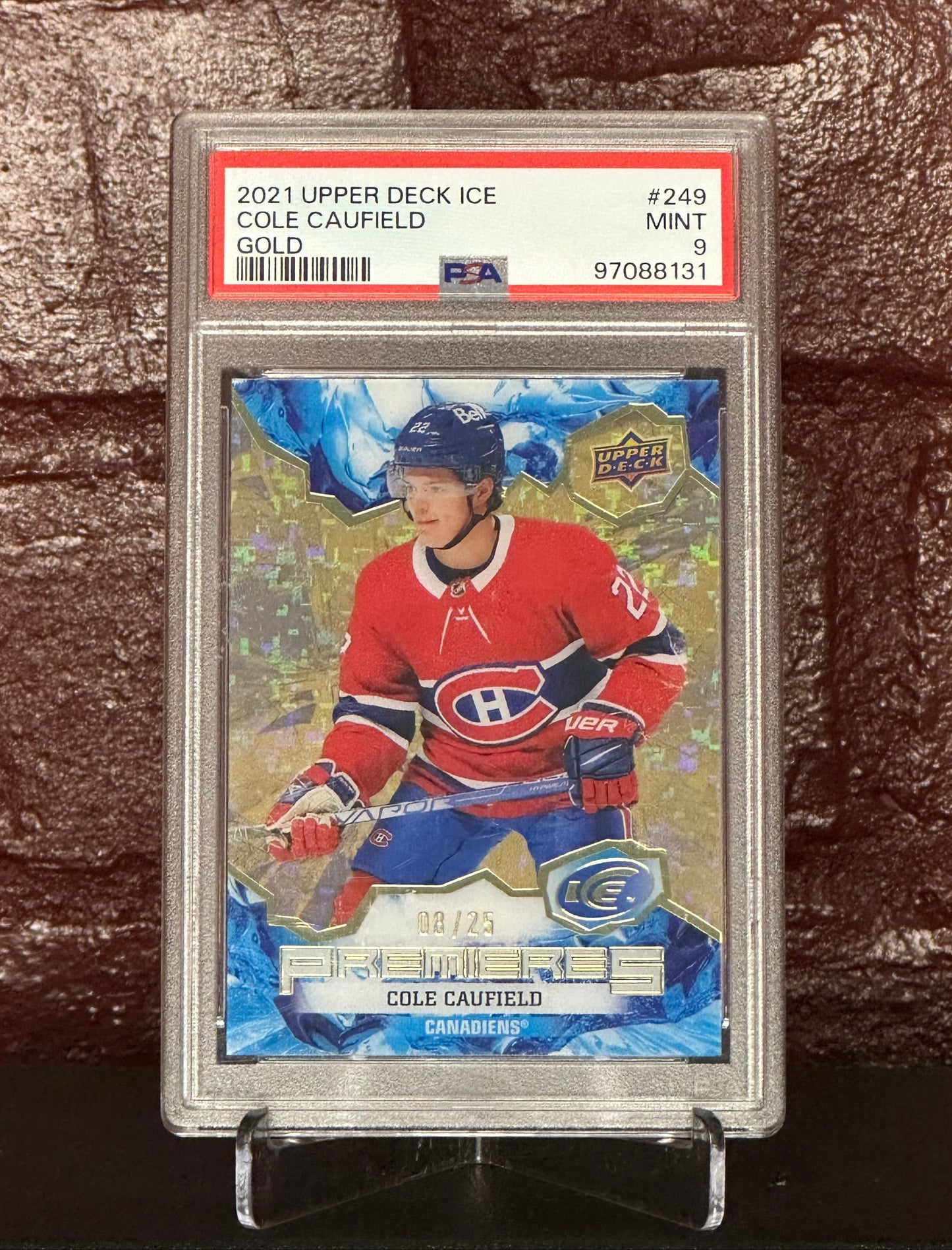 COLE CAUFIELD 2021 UD ICE GOLD 08/25, #249, PSA 9 MINT