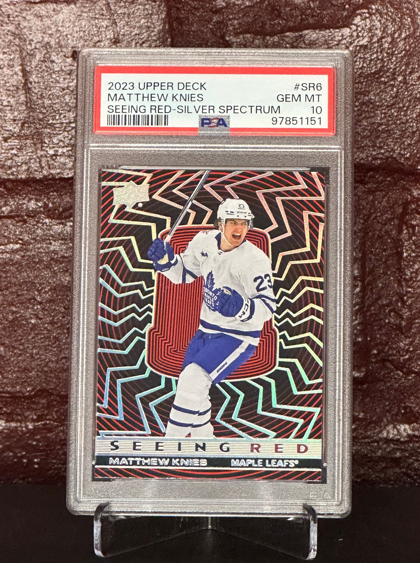 Matthew Knies 2023 UD Seeing Red-Silver Spectrum #SR6, PSA 10 GEM MT