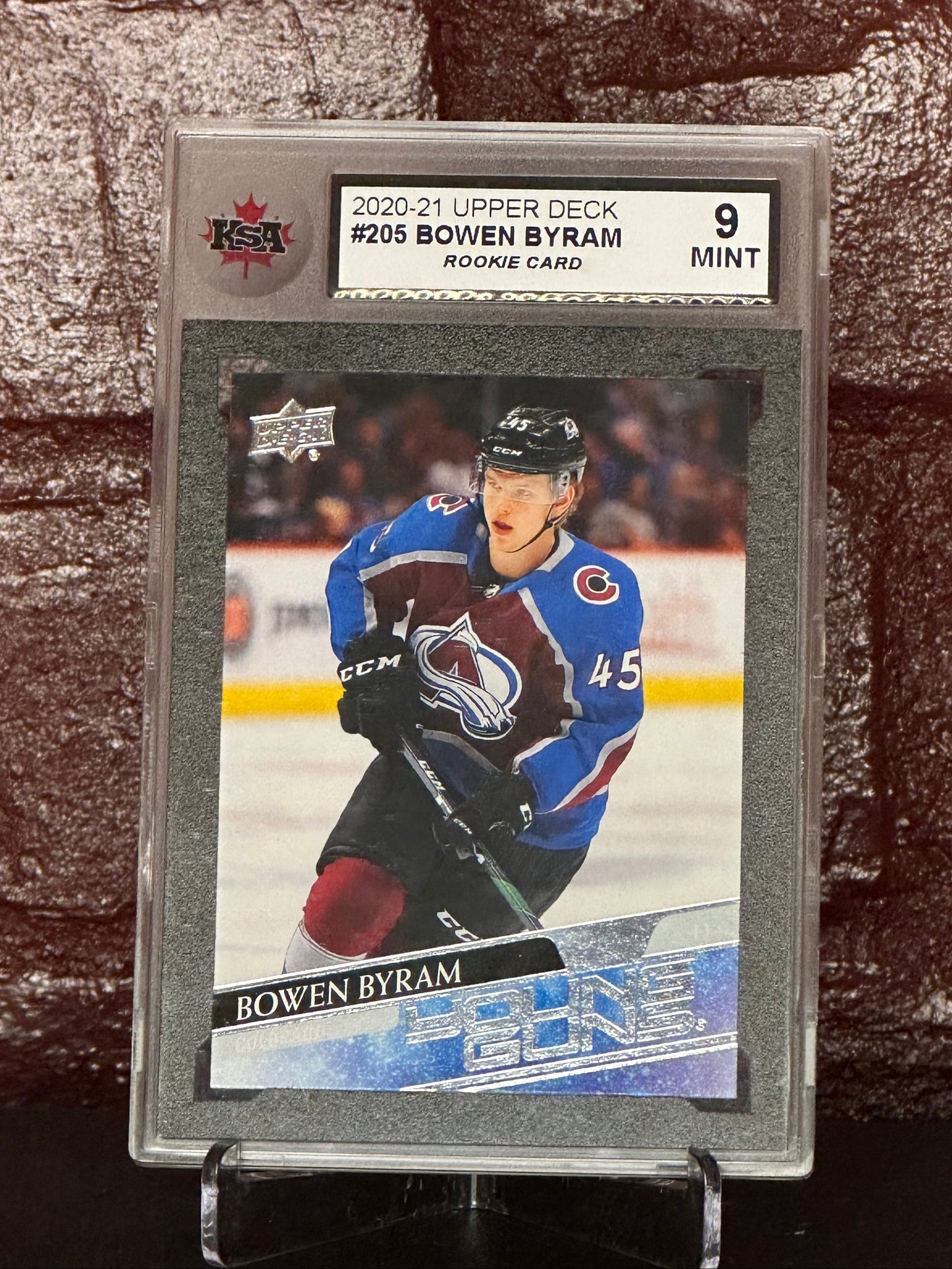 2020-21 UD Bowen Byram #205 Rookie Card, KSA 9 MINT