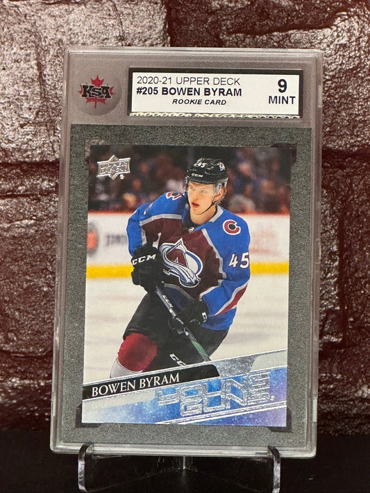 2020-21 UD Bowen Byram #205 Rookie Card, KSA 9 MINT