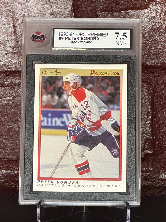 Peter Bondra 1990-91 OPC Premier #7 Rookie Card, KSA 7.5 NM+