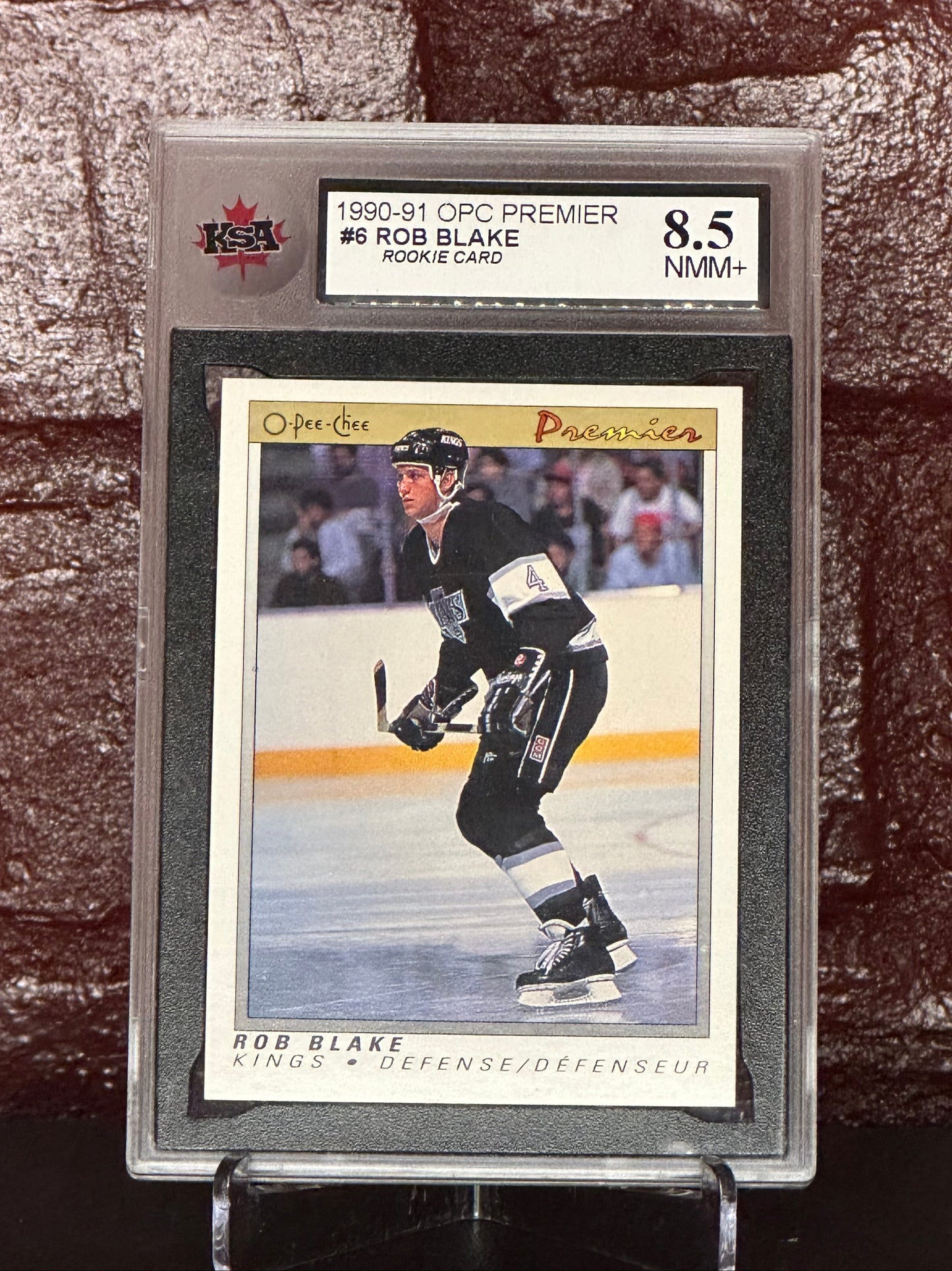 Rob Blake 1990-91 OPC Premier #6 Rookie Card, KSA 8.5 NMM+