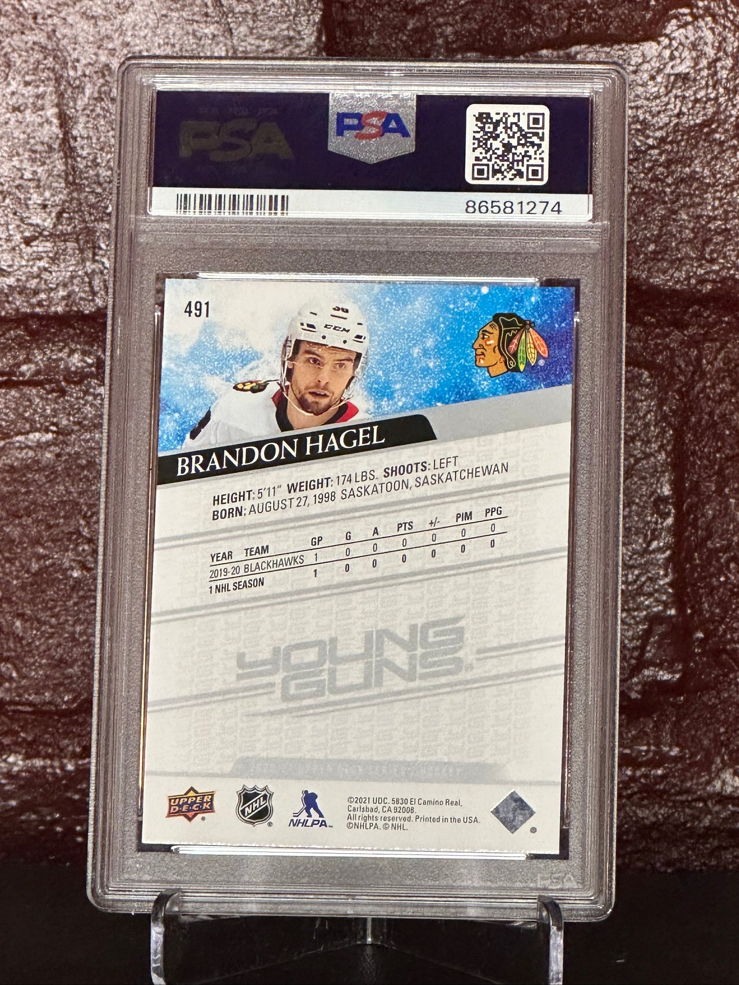 Brandon Hagel 2020 UD Young Guns #491, PSA 9 MINT