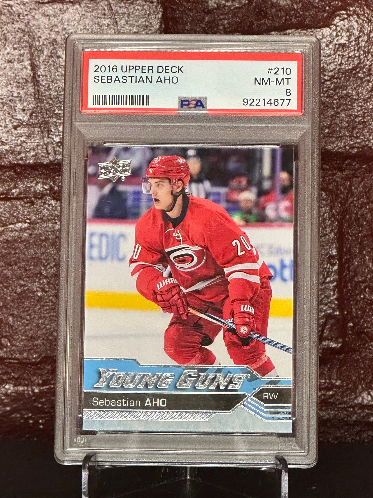 Sebastian Aho 2016 UD Young Guns #210, PSA 8 NM-MT