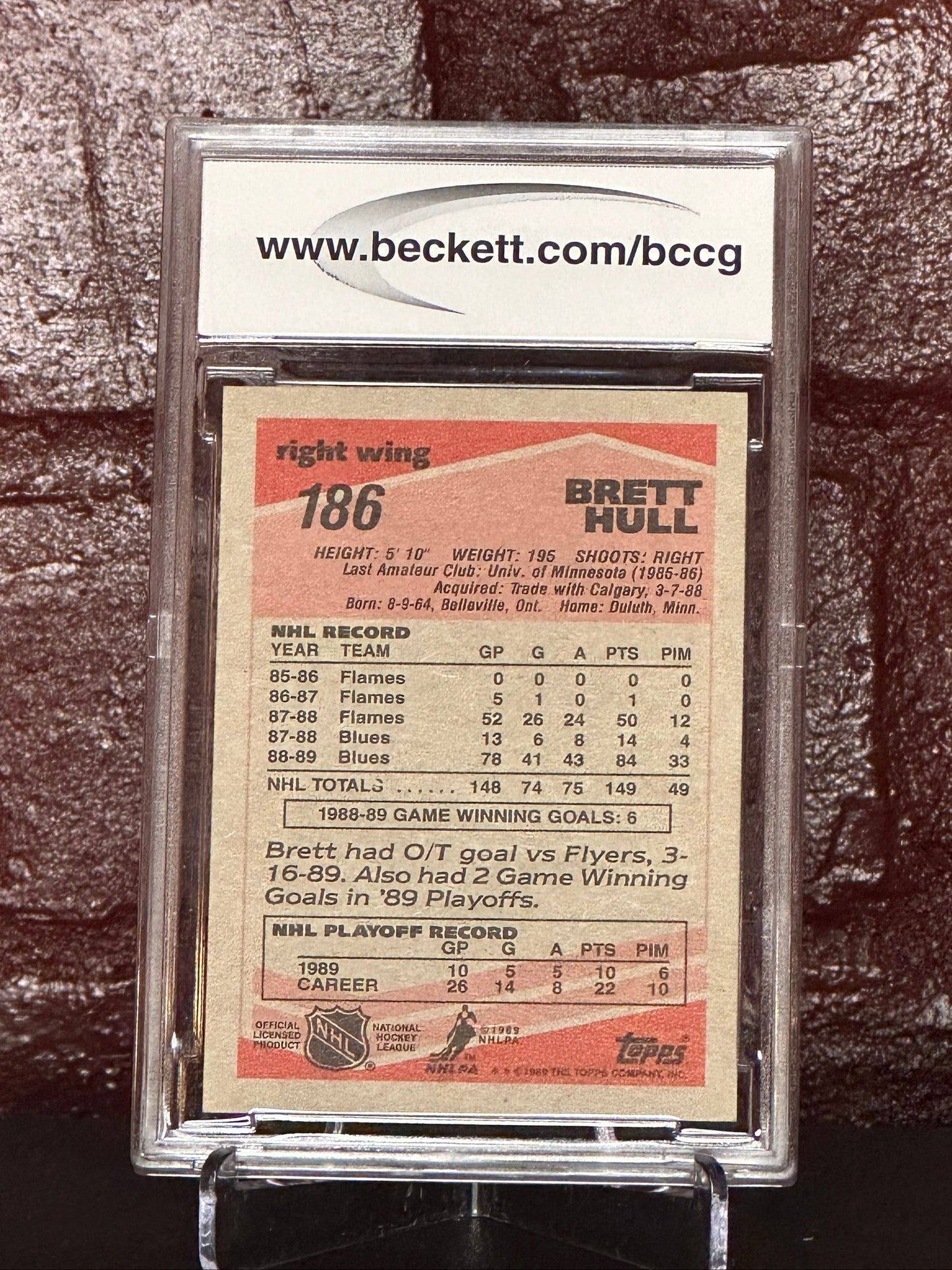 Brett Hull 1989-90 Topps #186, BCCG 9 NM