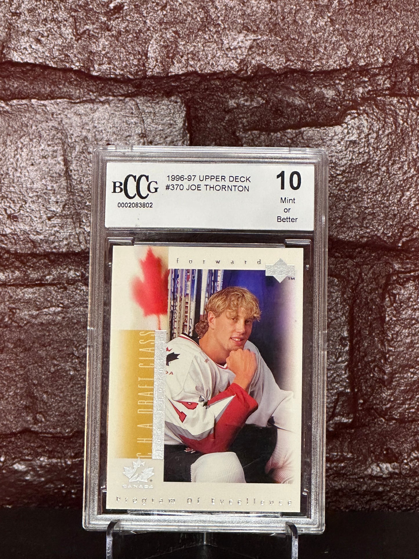 1996-97 UPPER DECK, JOE THORNTON, # 370, CHA DRAFT CLASS, BCCG 10 MINT