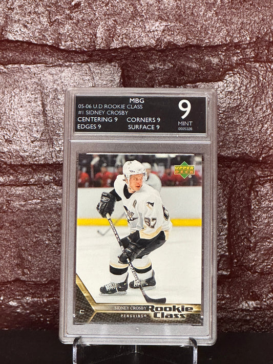2005-06 U.D SIDNEY CROSBY, ROOKIE CLASS, #1 MGB 9 MINT